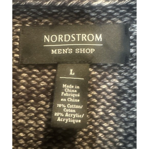 Nordstrom Mens Shop BLACK GRAY Cowl Neck Cardigan Pockets Grandpa Style Sz L - Picture 3 of 9